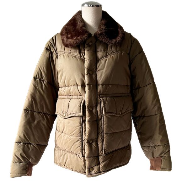 Vintage Walls Blizzard Pruf Coat Brown Faux Fur Trim Zip + Snap Front-Women's S - Picture 2 of 16